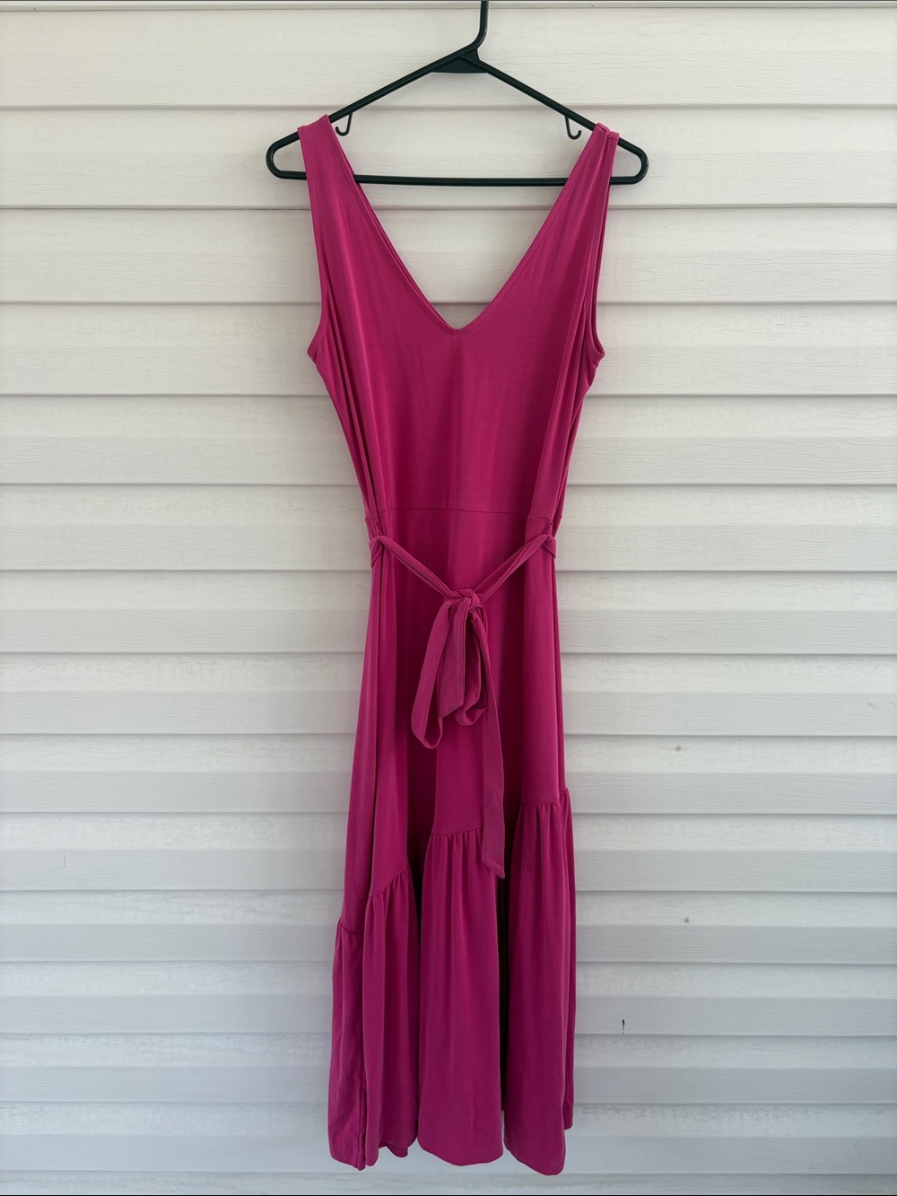 Banana Republic Pink Sleeveless Midi Dress | Tie Waist | Asymmetrical Vacation